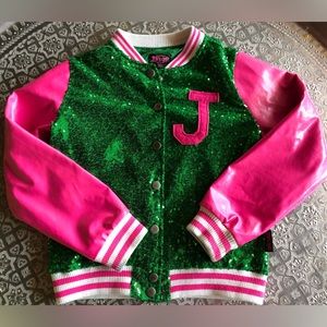 JoJo green pink sequin button jacket